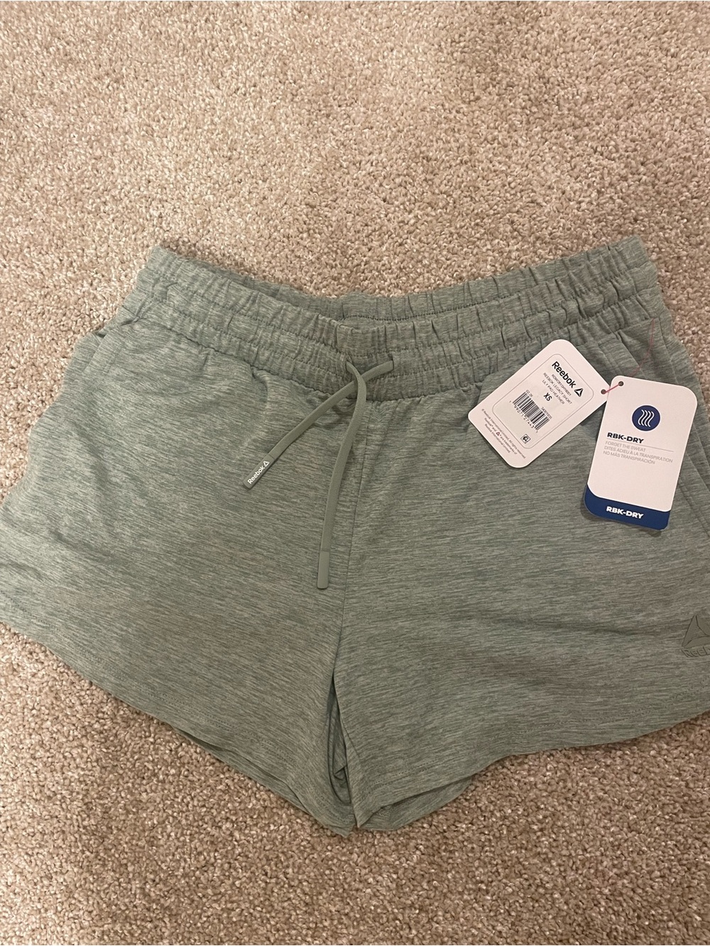 Reebok Women's Light Sage Green Athletic Drawstring Shorts